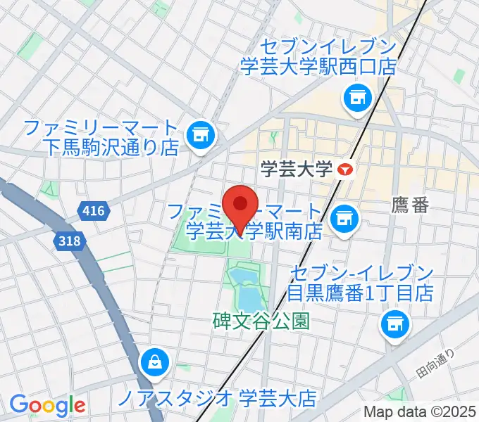 碑文谷体育館の地図