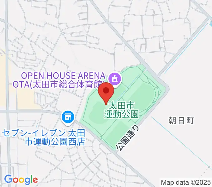 太田市運動公園野球場の地図