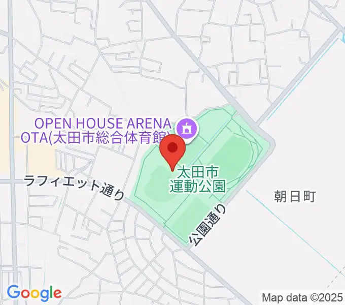 太田市運動公園野球場の地図