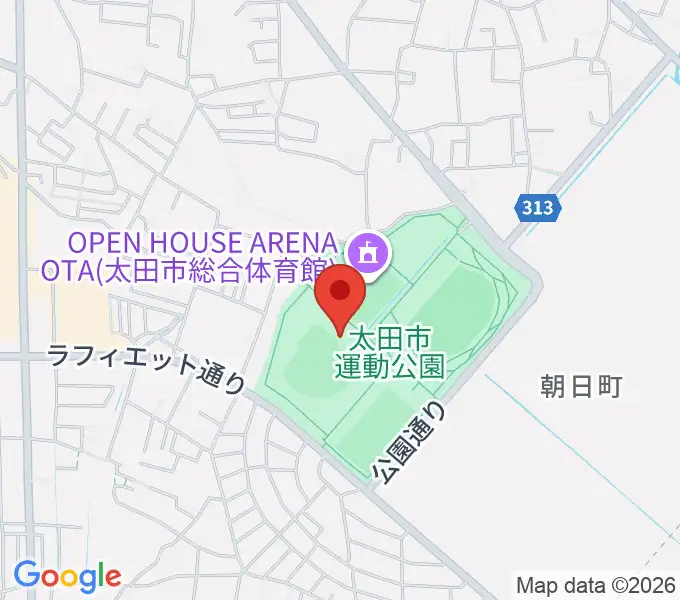 太田市運動公園野球場の地図