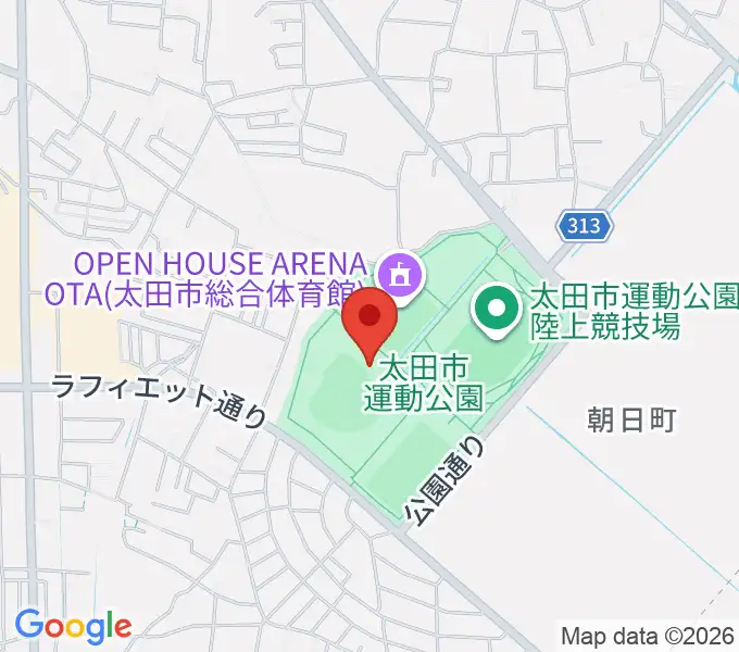 太田市運動公園野球場の地図