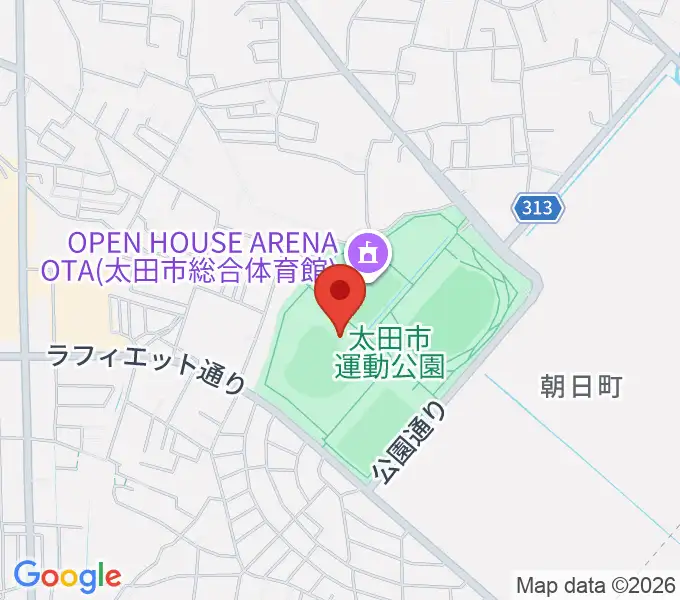 太田市運動公園野球場の地図