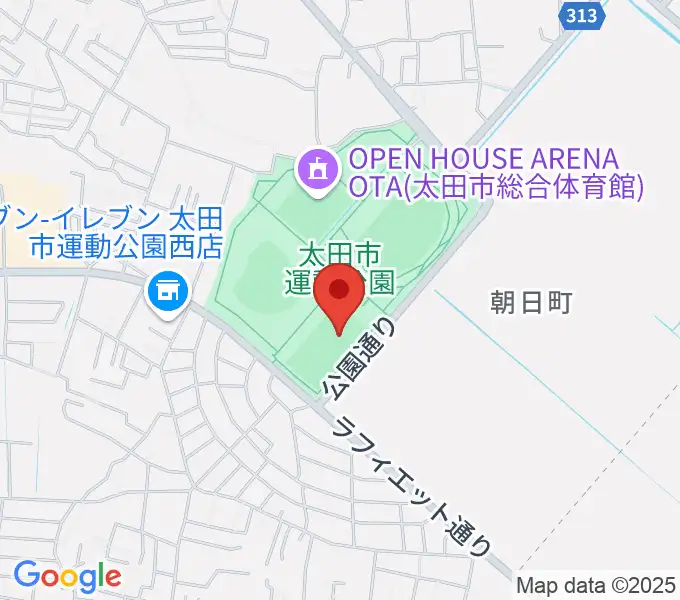 太田市運動公園サッカー・ラグビー場の地図