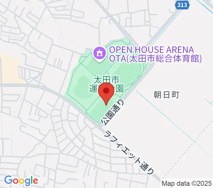 太田市運動公園サッカー・ラグビー場の地図