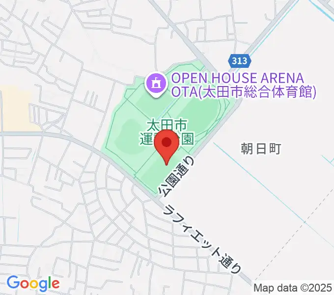 太田市運動公園サッカー・ラグビー場の地図