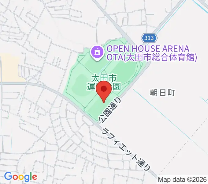 太田市運動公園サッカー・ラグビー場の地図