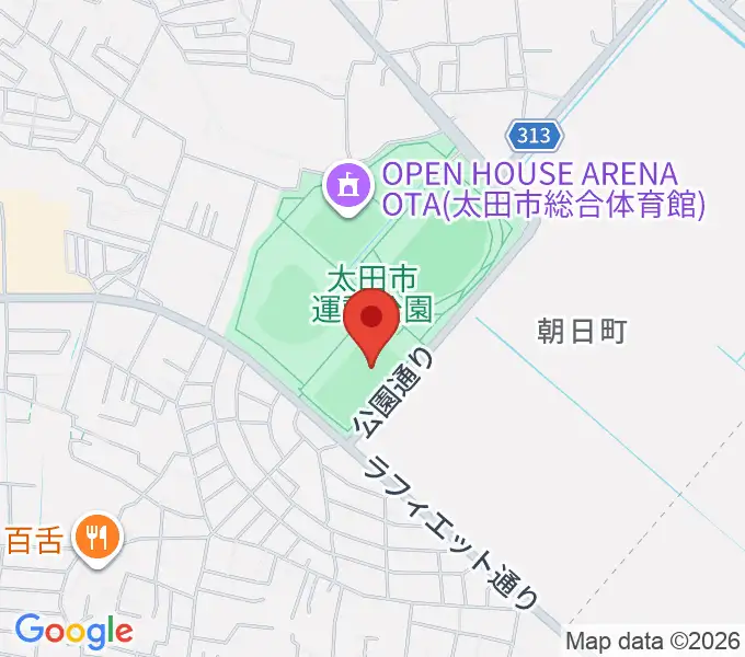 太田市運動公園サッカー・ラグビー場の地図