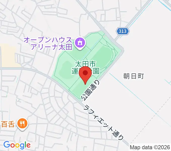 太田市運動公園サッカー・ラグビー場の地図