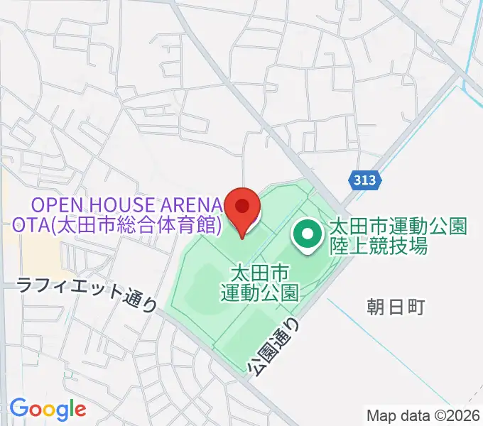 オープンハウスアリーナ太田の地図
