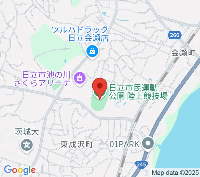 日立市民運動公園陸上競技場の地図