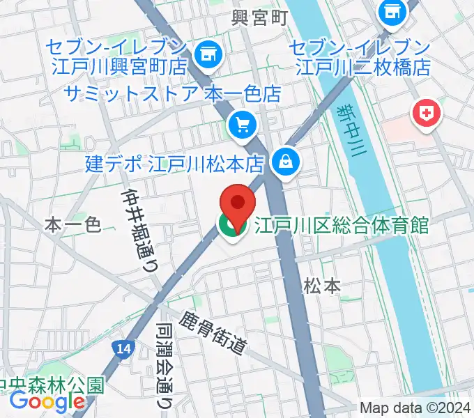 江戸川区総合体育館の地図