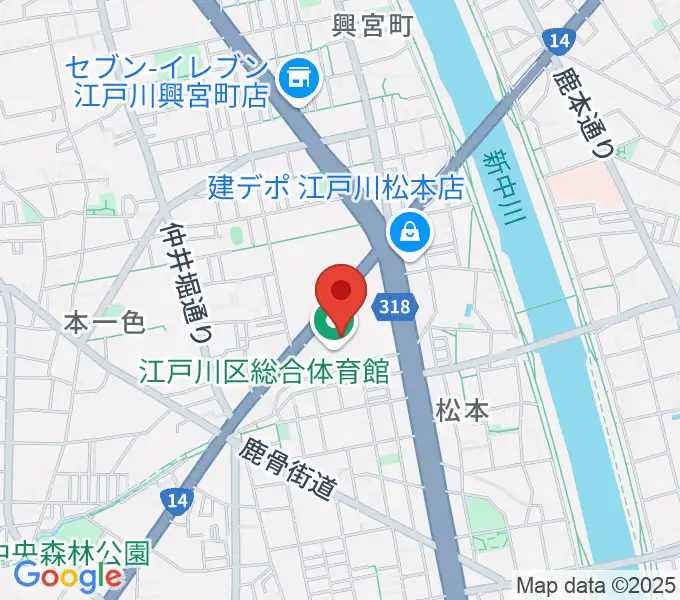 江戸川区総合体育館の地図