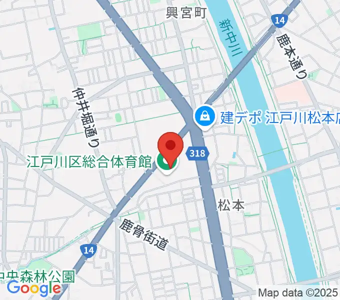 江戸川区総合体育館の地図