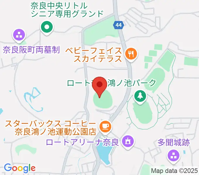 ロートスタジアム奈良の地図