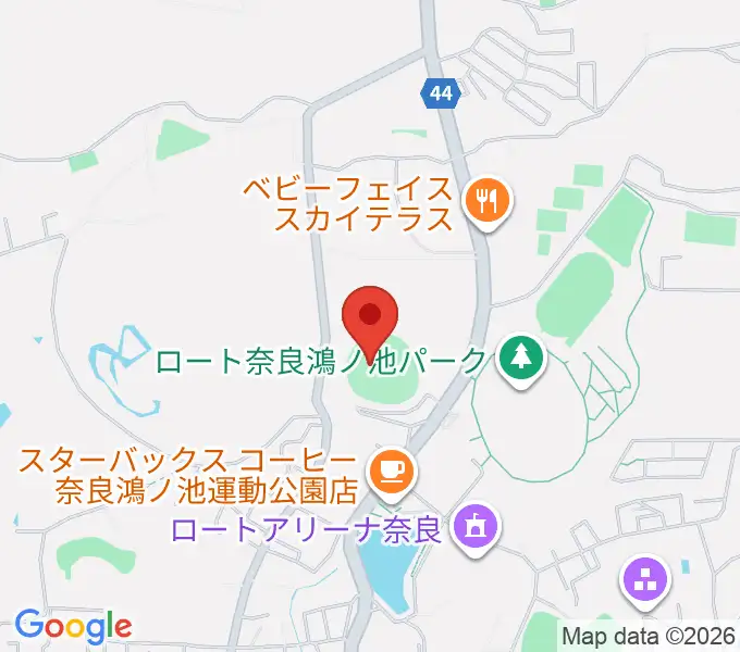 ロートスタジアム奈良の地図