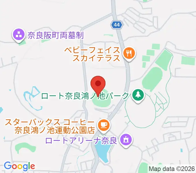 ロートスタジアム奈良の地図