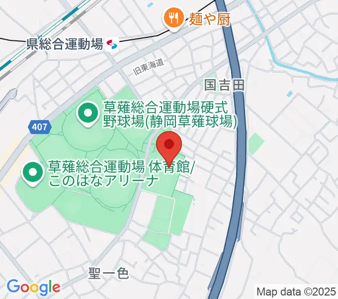 草薙総合運動場球技場の地図