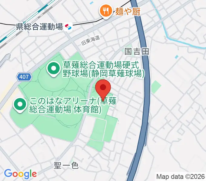 草薙総合運動場球技場の地図