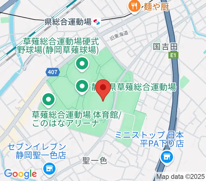 草薙総合運動場陸上競技場の地図