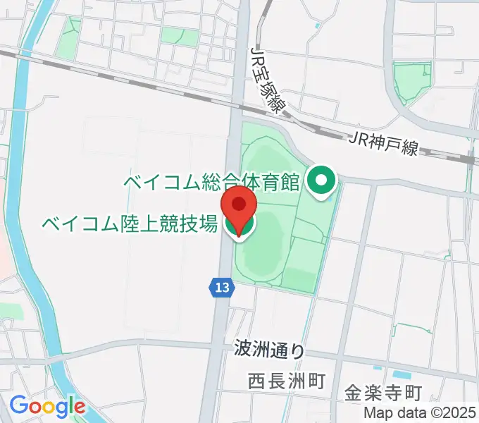 ベイコム陸上競技場の地図
