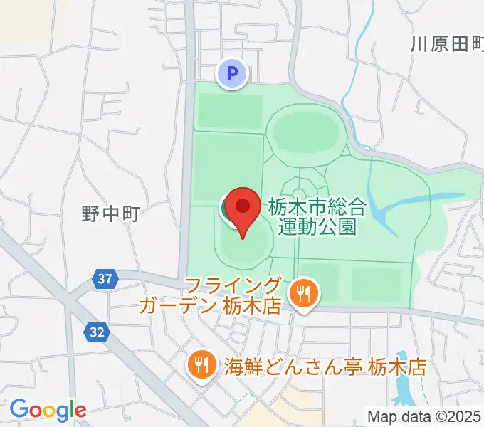 とちぎ木の花スタジアムの地図