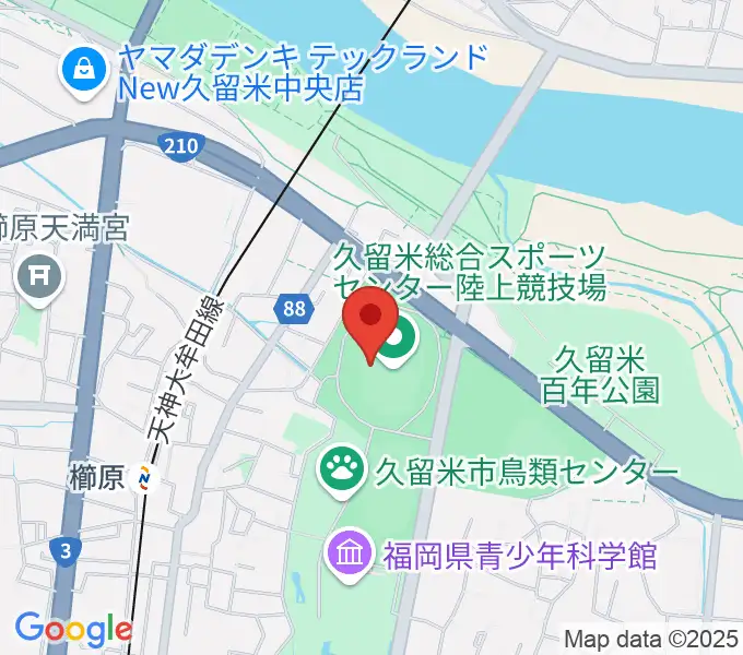福岡県立久留米総合スポーツセンター陸上競技場の地図