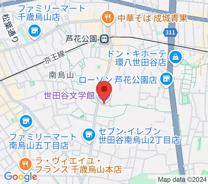 世田谷文学館の地図