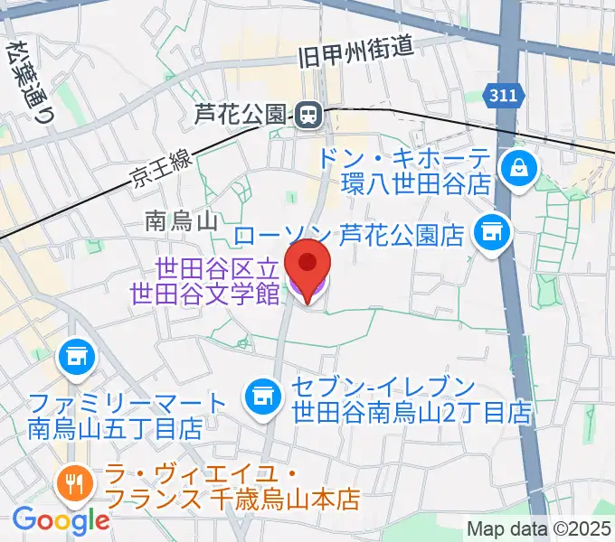 世田谷文学館の地図