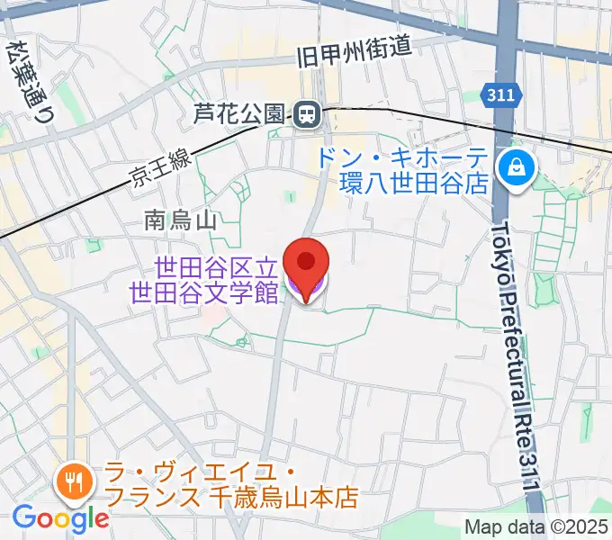 世田谷文学館の地図