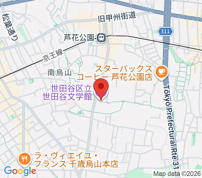 世田谷文学館の地図
