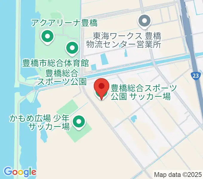 豊橋総合スポーツ公園サッカー場の地図