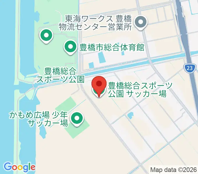 豊橋総合スポーツ公園サッカー場の地図