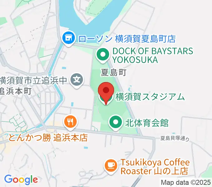 横須賀スタジアムの地図