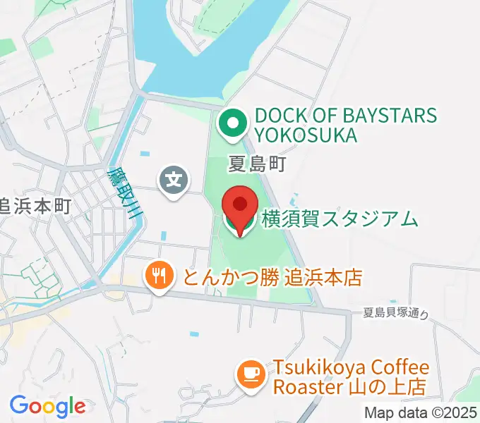 横須賀スタジアムの地図