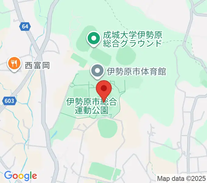 いせはらサンシャイン・スタジアム 伊勢原球場の地図