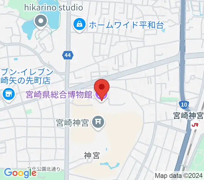 宮崎県総合博物館の地図