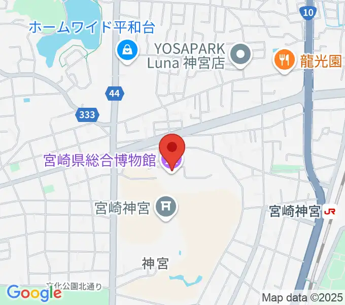 宮崎県総合博物館の地図