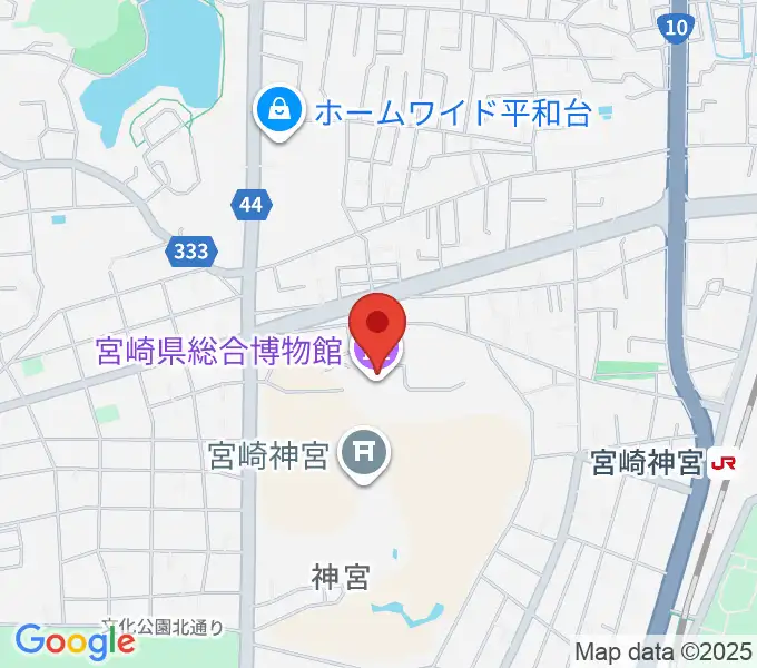 宮崎県総合博物館の地図