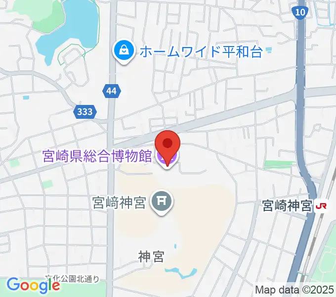 宮崎県総合博物館の地図