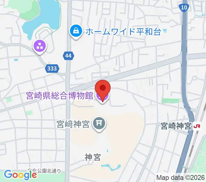宮崎県総合博物館の地図
