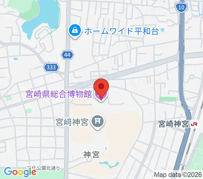 宮崎県総合博物館の地図