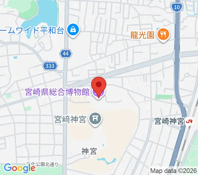 宮崎県総合博物館の地図
