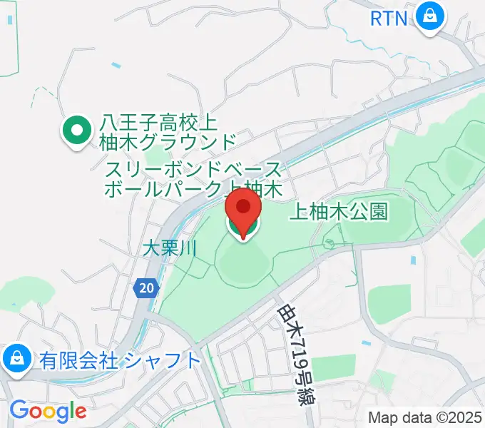 スリーボンドベースボールパーク上柚木の地図
