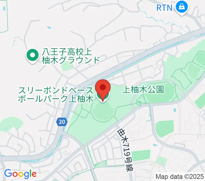 スリーボンドベースボールパーク上柚木の地図