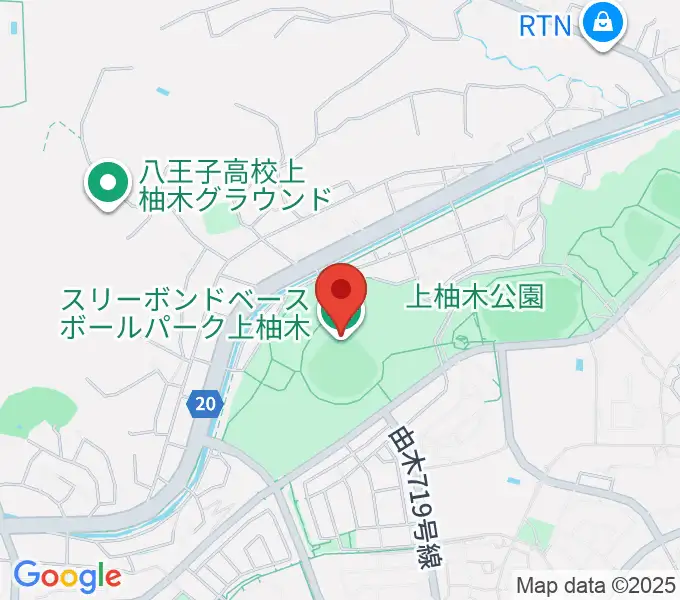 スリーボンドベースボールパーク上柚木の地図