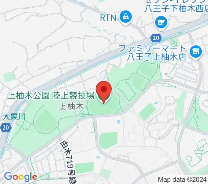 上柚木公園陸上競技場の地図