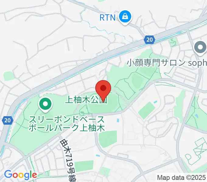上柚木公園陸上競技場の地図