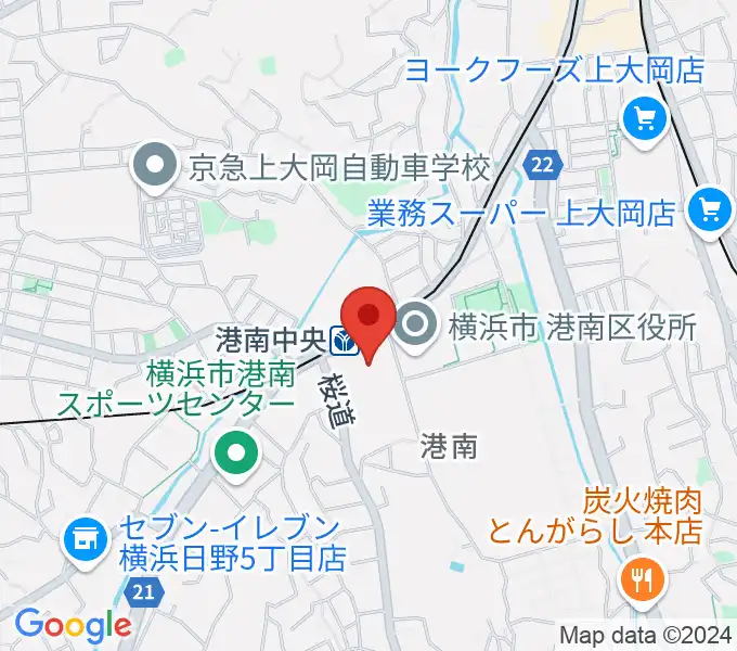 横浜市港南公会堂の地図