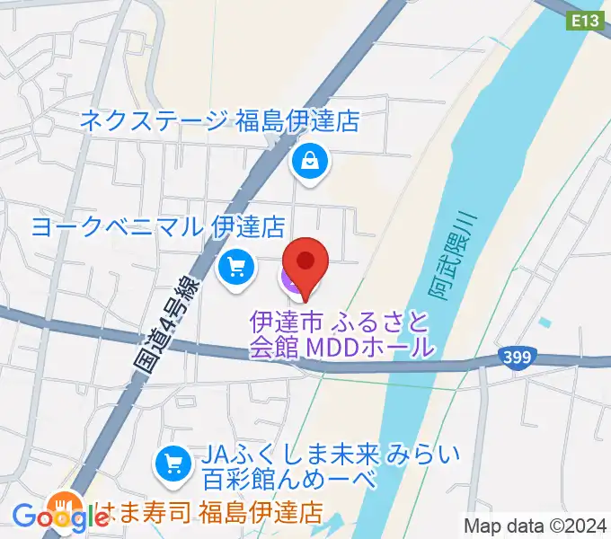 伊達市ふるさと会館MDDホールの地図