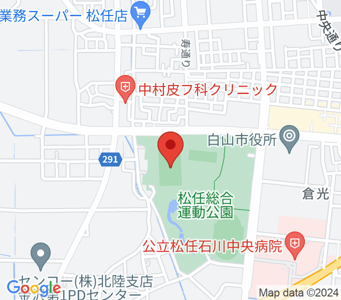松任総合運動公園グラウンドの場所